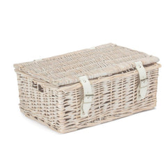 35cm Empty Wicker Whitewash Picnic Basket - Empty Picnic Baskets - British D'sire