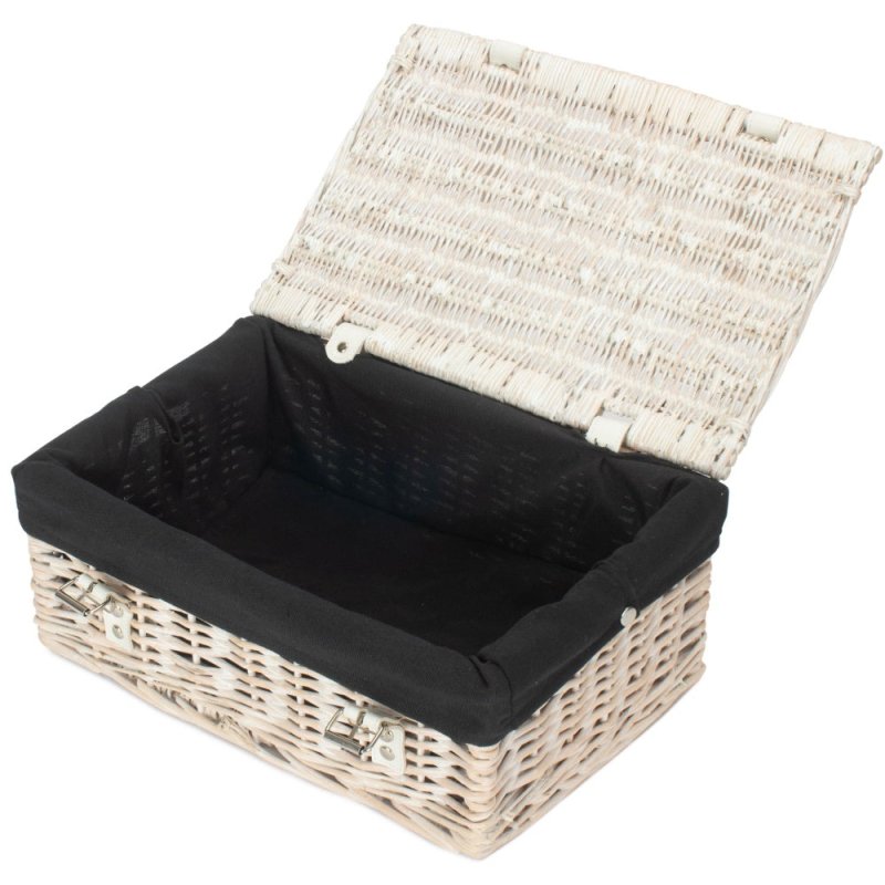 35cm Empty Wicker Whitewash Picnic Basket - Empty Picnic Baskets - British D'sire