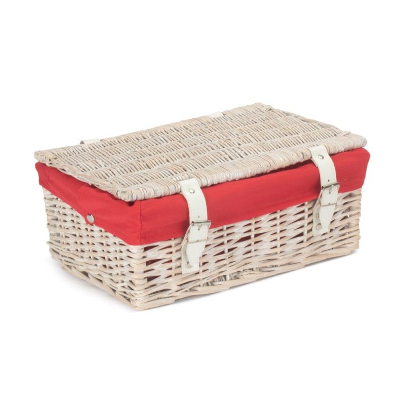 35cm Empty Wicker Whitewash Picnic Basket - Empty Picnic Baskets - British D'sire