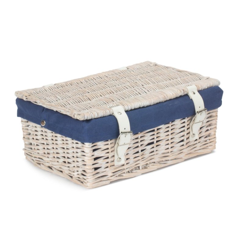 35cm Empty Wicker Whitewash Picnic Basket - Empty Picnic Baskets - British D'sire