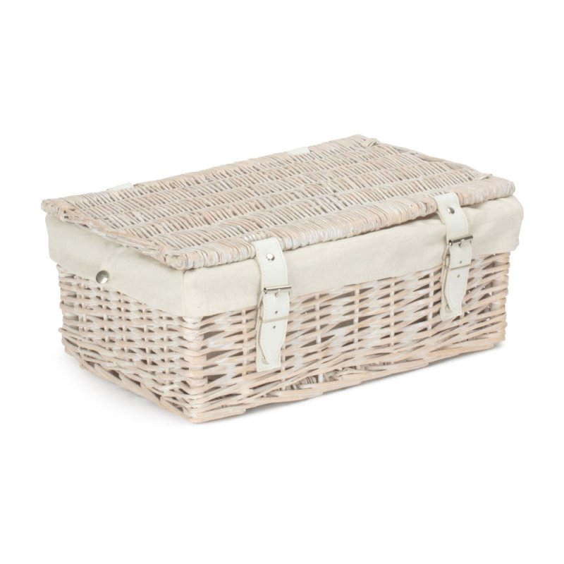 35cm Empty Wicker Whitewash Picnic Basket - Empty Picnic Baskets - British D'sire