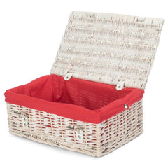 35cm Empty Wicker Whitewash Picnic Basket - Empty Picnic Baskets - British D'sire