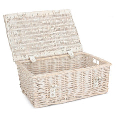 35cm Empty Wicker Whitewash Picnic Basket - Empty Picnic Baskets - British D'sire