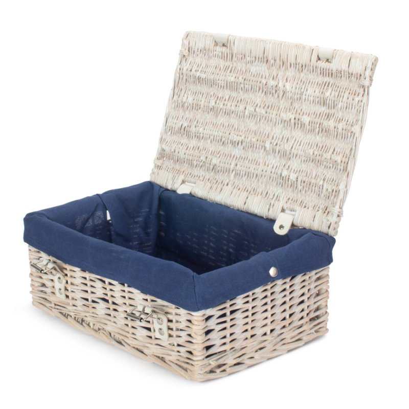 35cm Empty Wicker Whitewash Picnic Basket - Empty Picnic Baskets - British D'sire