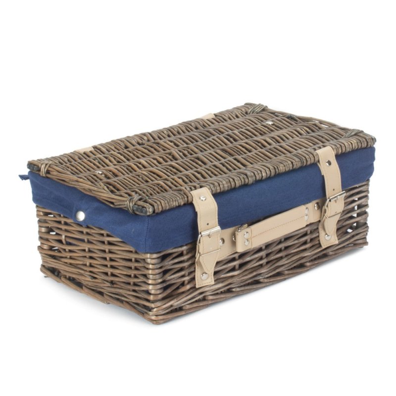 36cm Antique Wash Wicker Picnic Basket with Cotton Lining - Empty Picnic Baskets - British D'sire