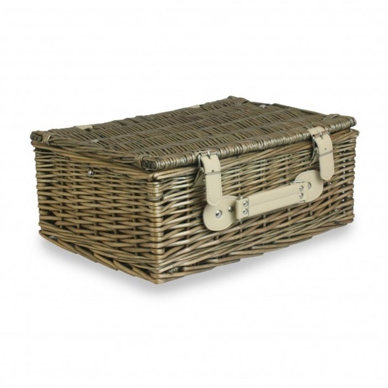 36cm Antique Wash Wicker Picnic Basket with Cotton Lining - Empty Picnic Baskets - British D'sire