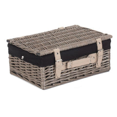 36cm Antique Wash Wicker Picnic Basket with Cotton Lining - Empty Picnic Baskets - British D'sire