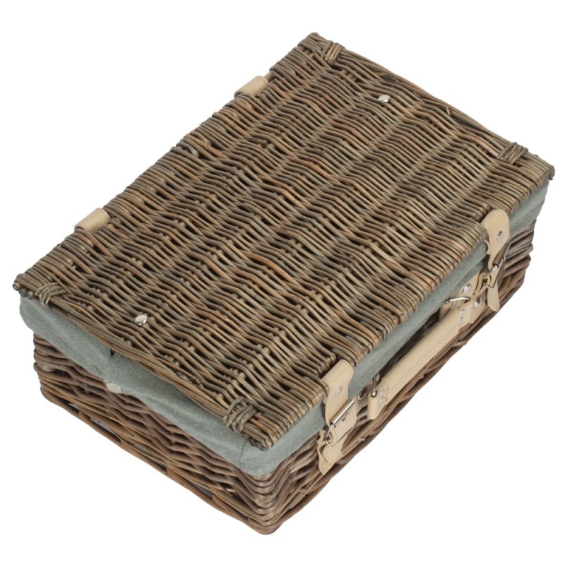 36cm Antique Wash Wicker Picnic Basket with Cotton Lining - Empty Picnic Baskets - British D'sire