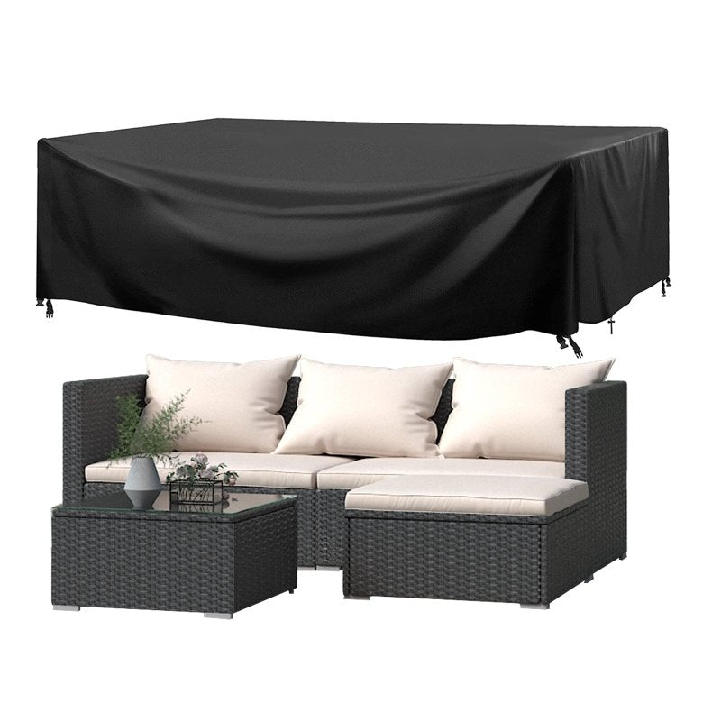 4 Pieces Rattan Garden Outdoor Patio Sofa Set with Washable Cushions and Glass Table-Black - British D'sire