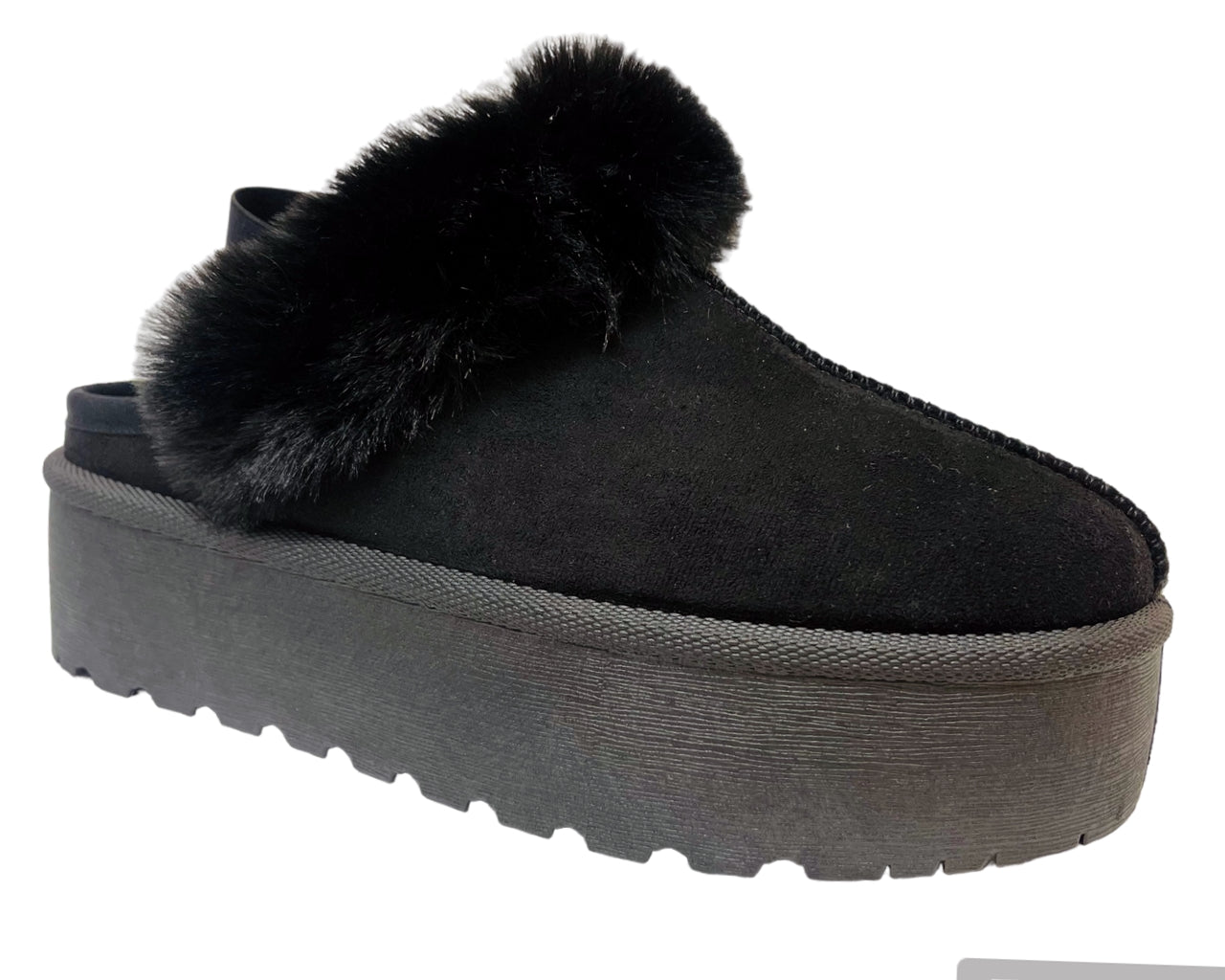 Women's Faux Suede Fur Platform Strap Shoes