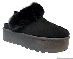 Women's Faux Suede Fur Platform Strap Shoes