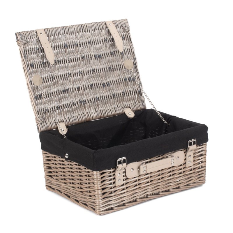 41cm Antique Wash Wicker Picnic Basket with Cotton Lining - Empty Picnic Baskets - British D'sire