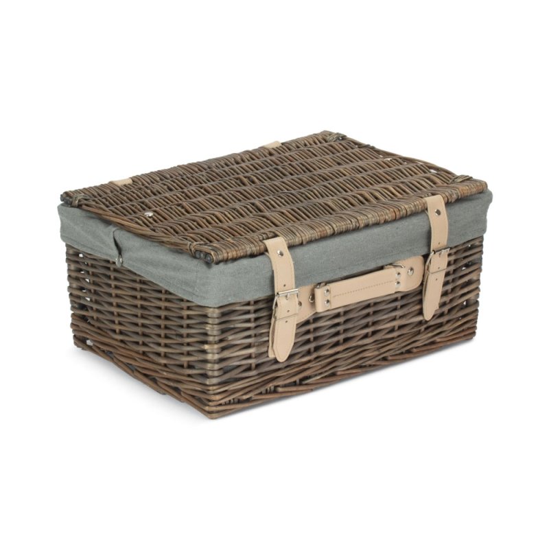 41cm Antique Wash Wicker Picnic Basket with Cotton Lining - Empty Picnic Baskets - British D'sire