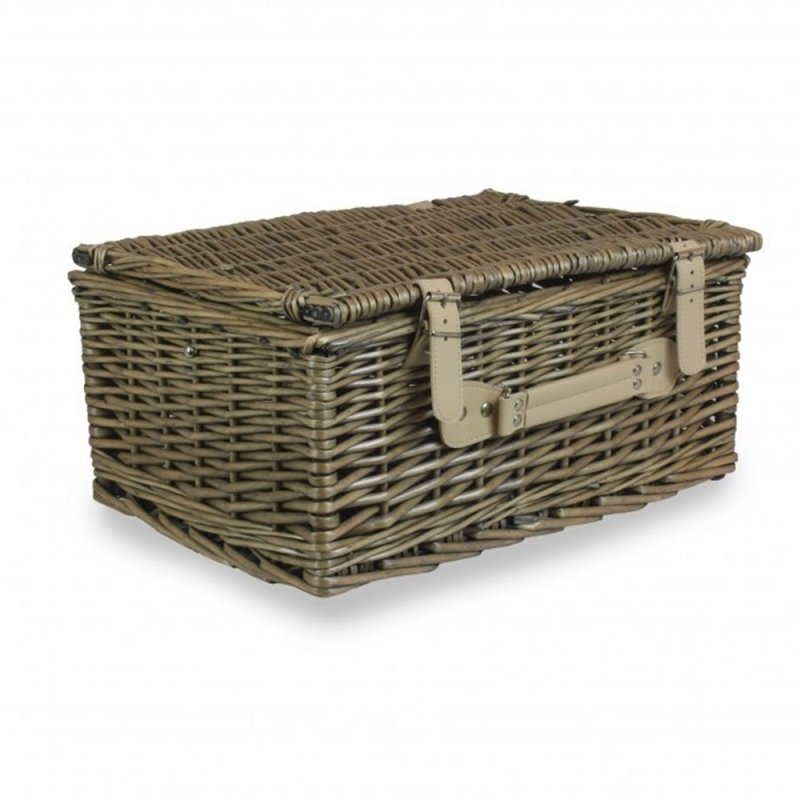 41cm Antique Wash Wicker Picnic Basket with Cotton Lining - Empty Picnic Baskets - British D'sire