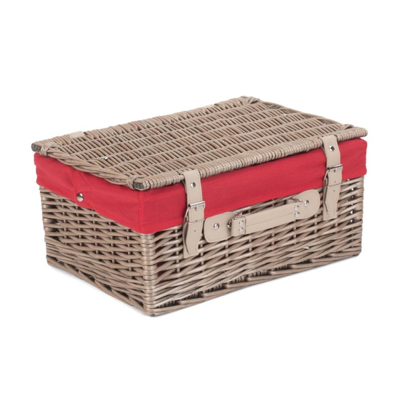 41cm Antique Wash Wicker Picnic Basket with Cotton Lining - Empty Picnic Baskets - British D'sire