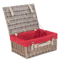 41cm Antique Wash Wicker Picnic Basket with Cotton Lining - Empty Picnic Baskets - British D'sire