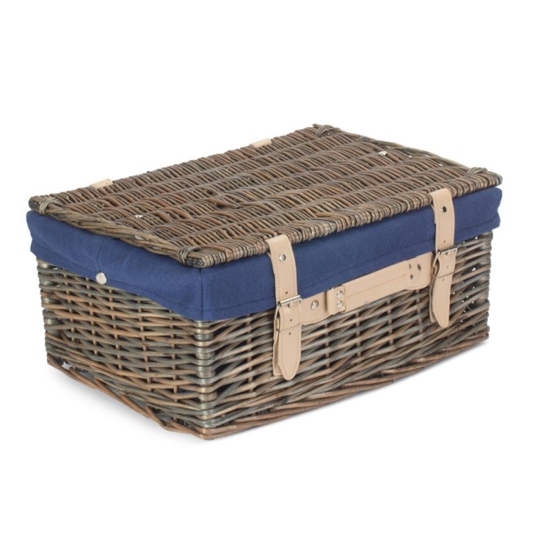 41cm Antique Wash Wicker Picnic Basket with Cotton Lining - Empty Picnic Baskets - British D'sire