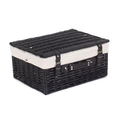 41cm Empty Black Willow Picnic Basket With Cotton Lining - Empty Picnic Baskets - British D'sire