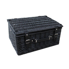 41cm Empty Black Willow Picnic Basket With Cotton Lining - Empty Picnic Baskets - British D'sire