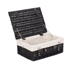 46cm Empty Black Willow Picnic Basket With Cotton Lining - Empty Picnic Baskets - British D'sire