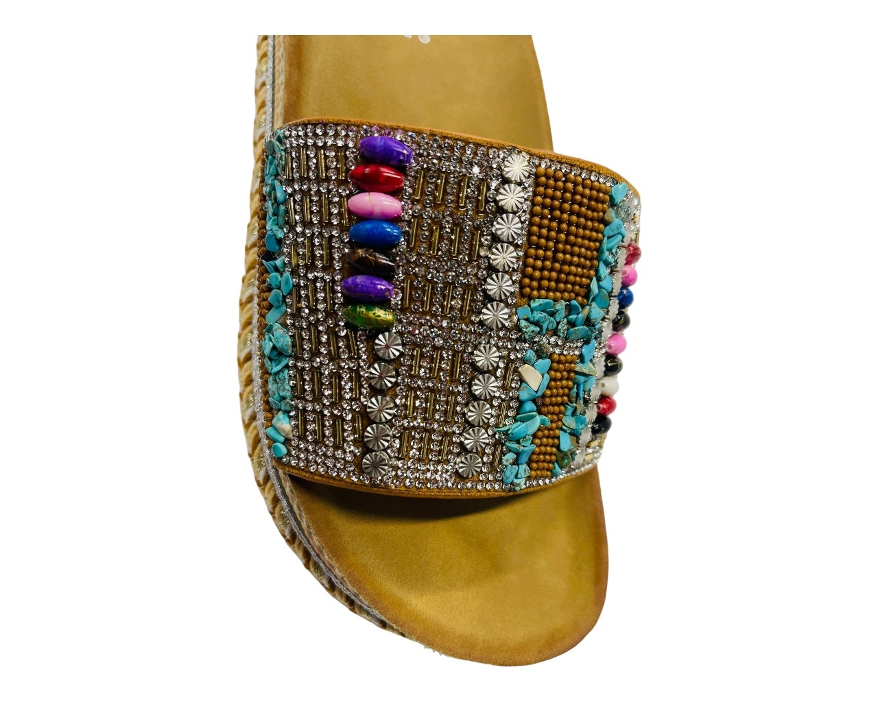 Platform Faux Leather Multi Stone Maule Sliders