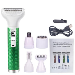 5 In 1 Electric Hair Remover USB Rechargeable Lady Shaver Nose Hair Trimmer Eyebrow Shaper Leg Armpit Bikini Trimmer Women Epilator - Hair Care & Styling - British D'sire