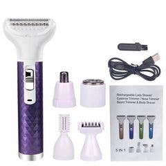 5 In 1 Electric Hair Remover USB Rechargeable Lady Shaver Nose Hair Trimmer Eyebrow Shaper Leg Armpit Bikini Trimmer Women Epilator - Hair Care & Styling - British D'sire