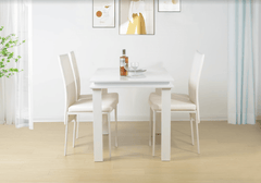 5 Piece Dining Table Set High Gloss WHITE with Blue LED Light - EFFULGENCE - Dining Table - British D'sire