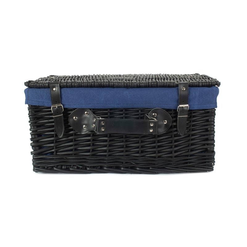 51cm Empty Black Willow Picnic Basket With Cotton Lining - Empty Picnic Baskets - British D'sire