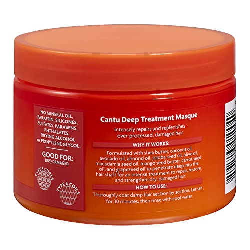 CANTU Natural Deep Treatment Masque, Shea Butter 340 g, Ivory/Black-Gum, 1 Count, (Pack of 1) (packaging may vary)