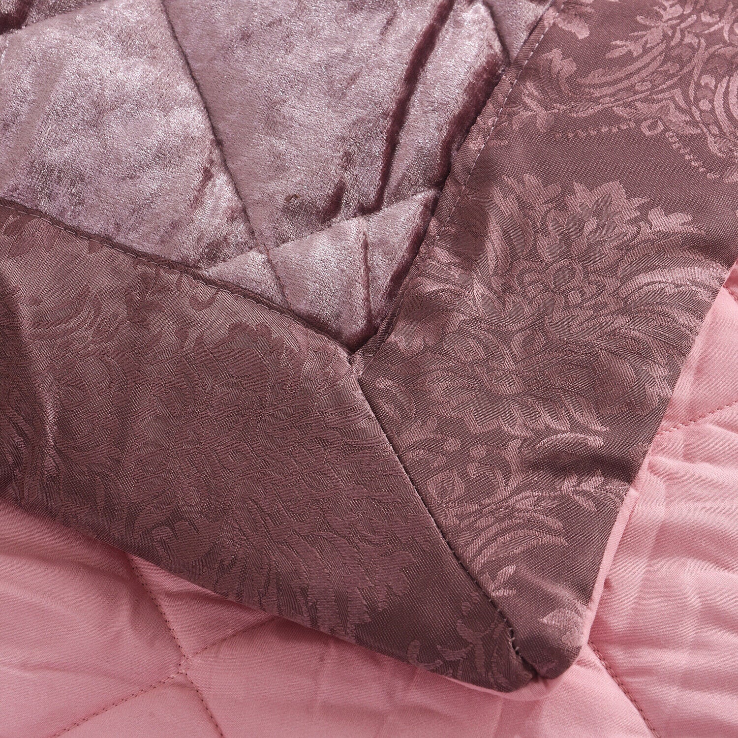 5 Pieces Luxury Crushed velvet Bedspread Quilted Comforter Bedding Set & Cushion