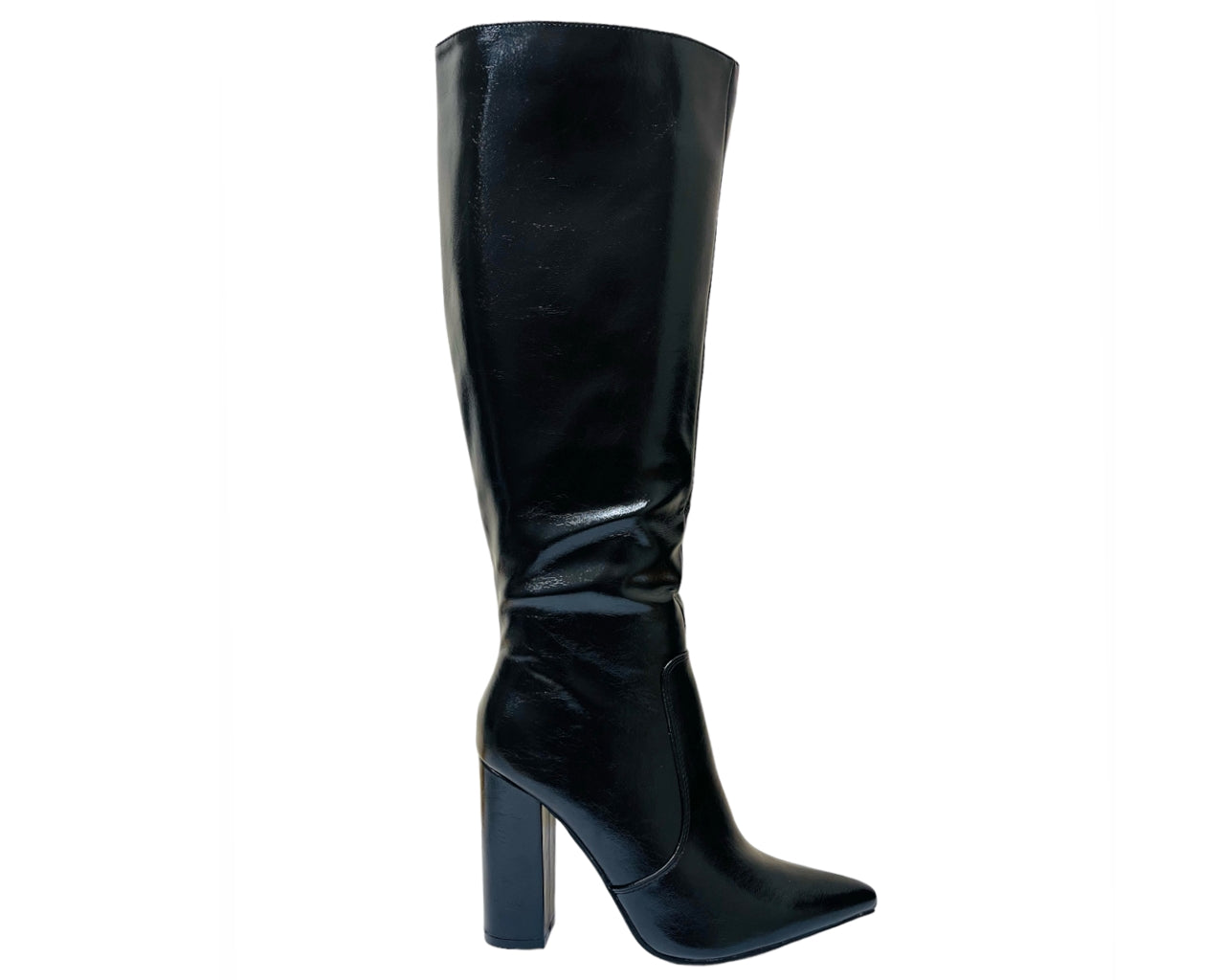 Women's Leather Look Metallic Knee High Boots