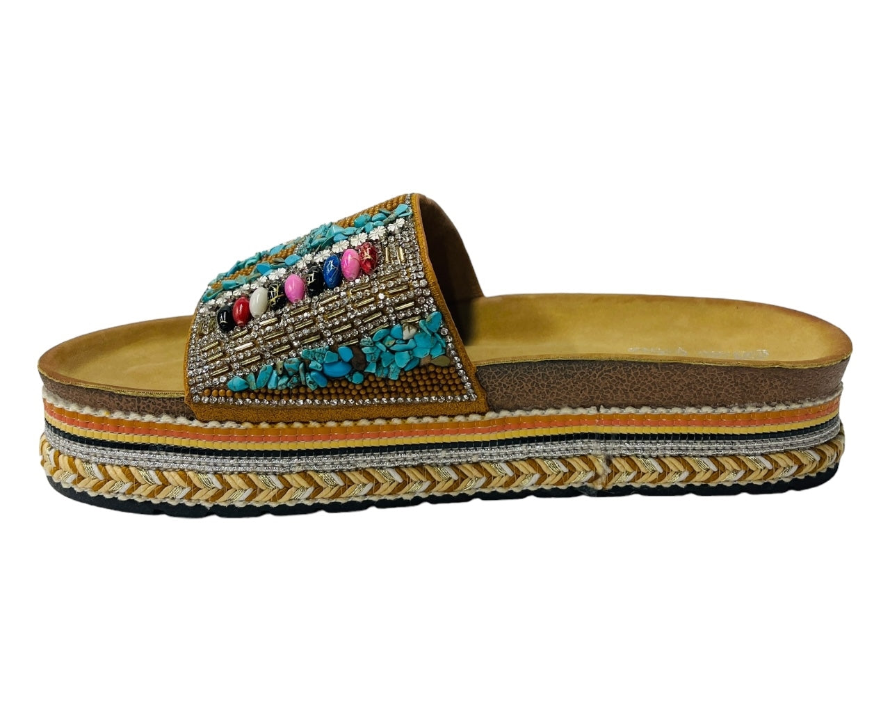 Platform Faux Leather Multi Stone Maule Sliders