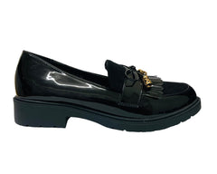 Faux Patent Leather Slip On Tassel Shoes