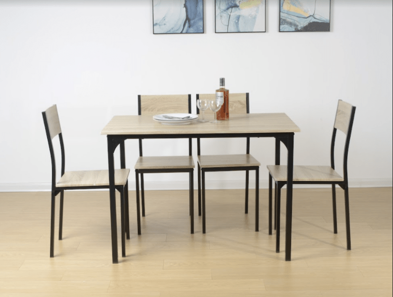 5pcs Dining Set Table in OAK - TAVOLO - Dining Table - British D'sire