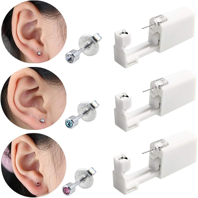 6 Pcs Painless Ear Piercing Gun Disposable Safety Asepsis Piercing Tool Kit with Ear Studs - Stud Earrings - British D'sire