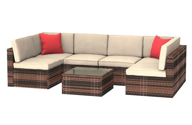 6 Seat Rattan Sofa with Table - British D'sire