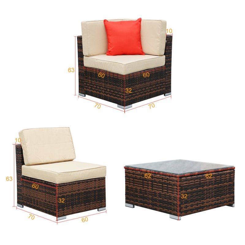 6 Seat Rattan Sofa with Table - British D'sire