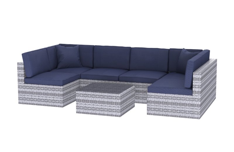 6 Seat Rattan Sofa with Table - British D'sire