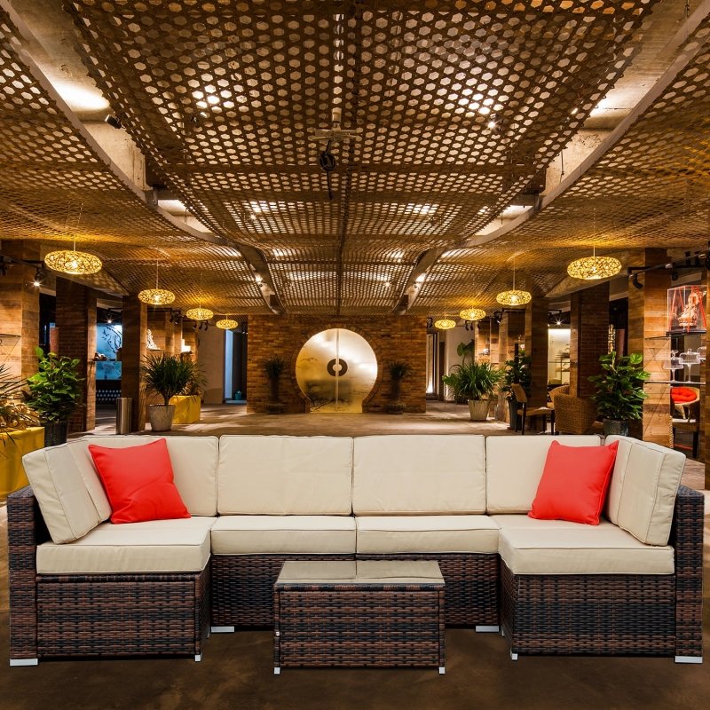 6 Seat Rattan Sofa with Table - British D'sire