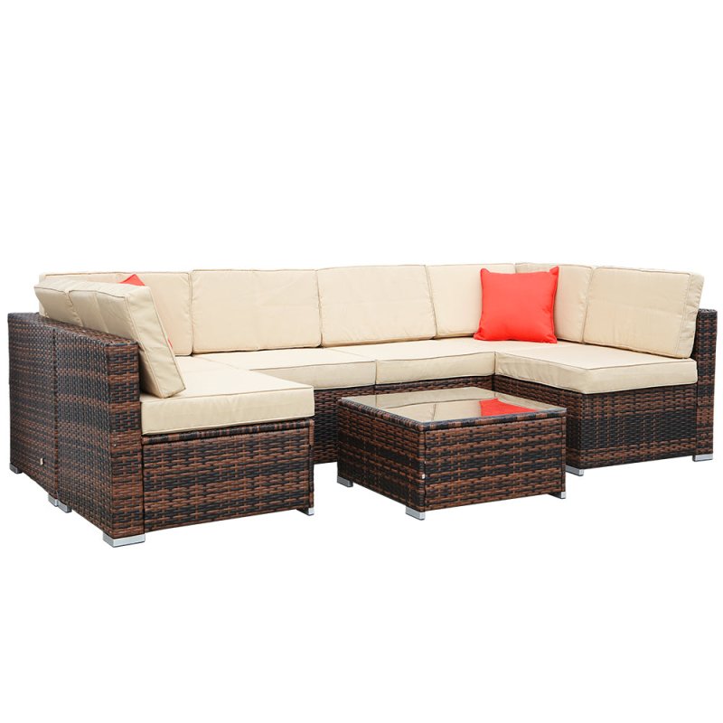 6 Seat Rattan Sofa with Table - British D'sire