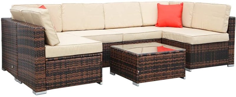 6 Seat Rattan Sofa with Table - British D'sire