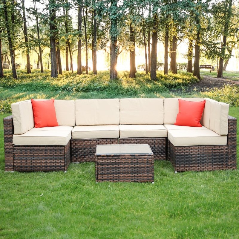 6 Seat Rattan Sofa with Table - British D'sire