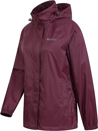 Mountain Warehouse Pakka Womens Waterproof Packable Jacket - Foldaway Hood Jacket, Ladies Coat, Lightweight Rain Jacket - For Spring Summer, Walking, Travelling