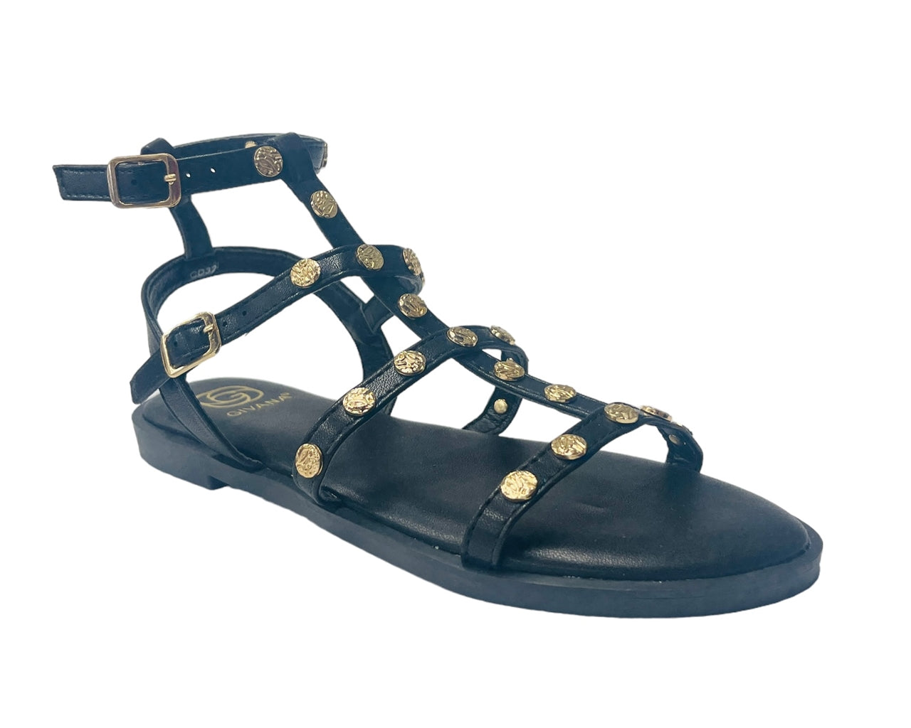 Flat Studded Gladiator Buckle Sandals