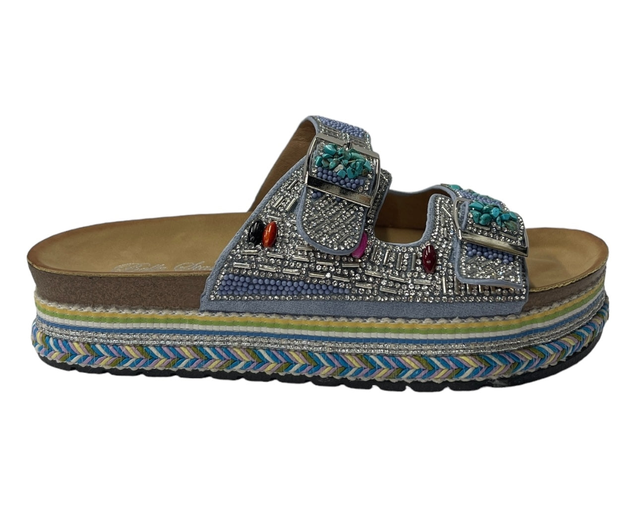 Platform Faux Leather Multi Stone Maule Sliders