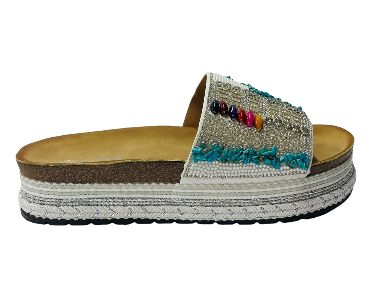 Platform Faux Leather Multi Stone Maule Sliders