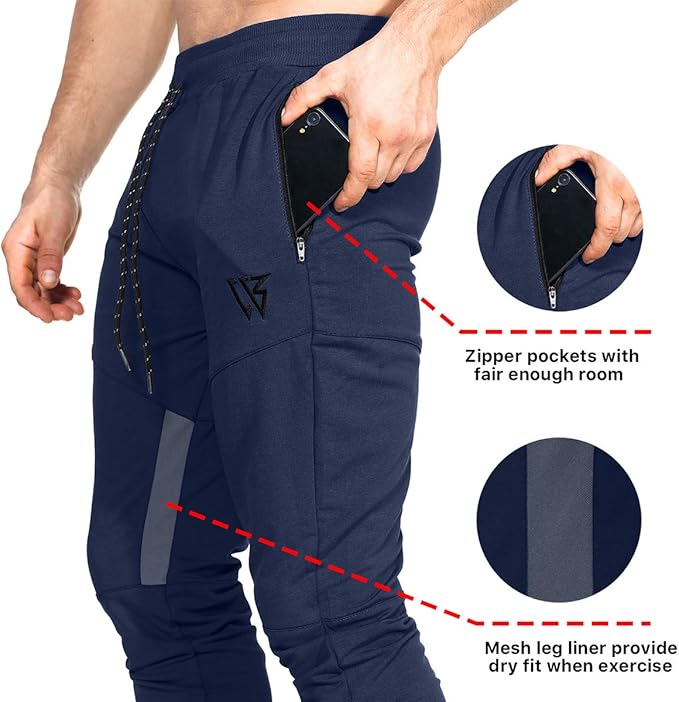 BROKIG Mens Vertex Gym Joggers Sweatpants Tracksuit Jogging Bottoms Running Trousers with Pockets