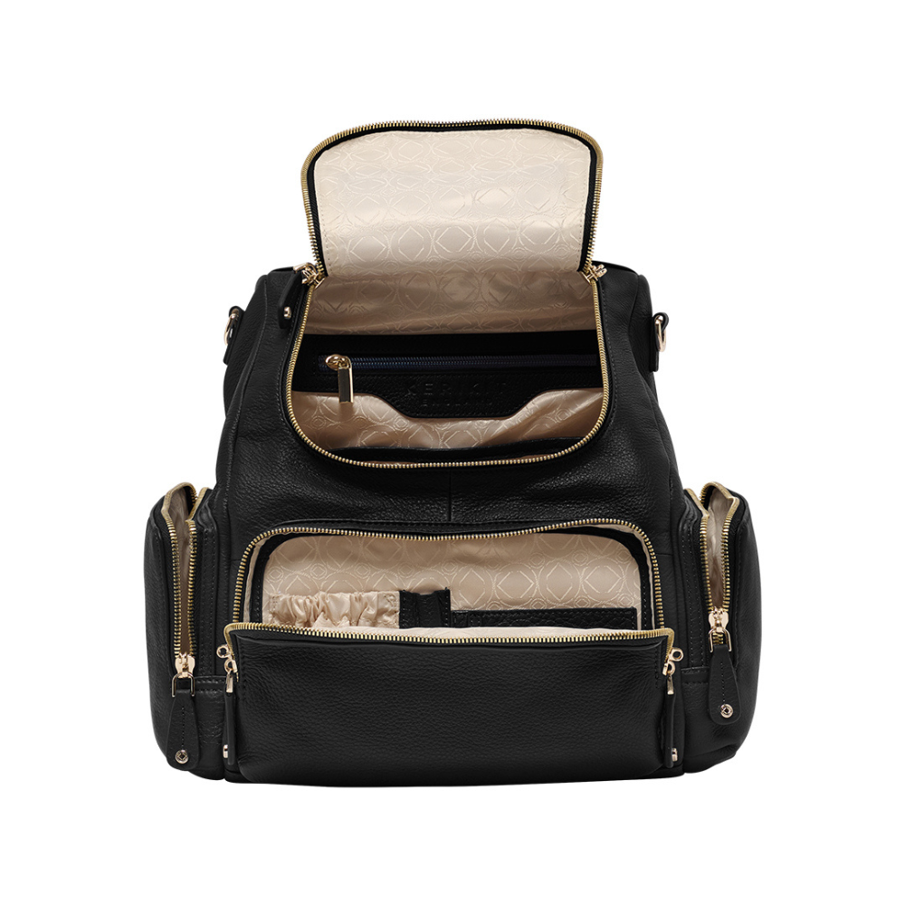 Amber Midi Pebble Black Leather Backpack