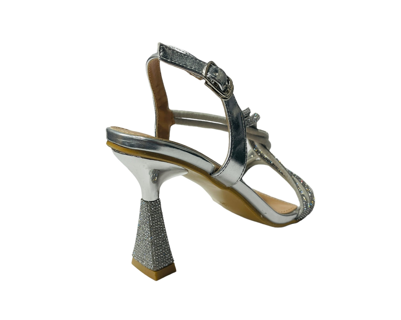 Women's Crossover Diamante Strappy Spool Heel Shoes